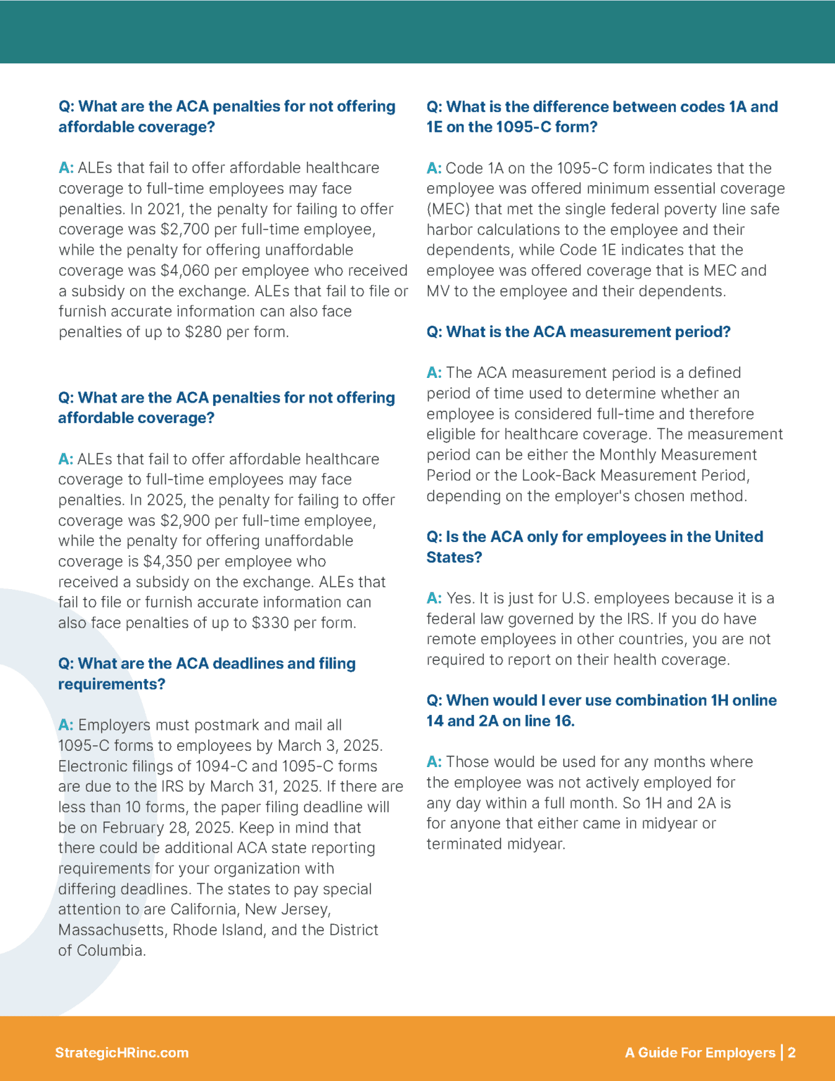 Ten most common questions about the Affordable Care Act (ACA)- page 2