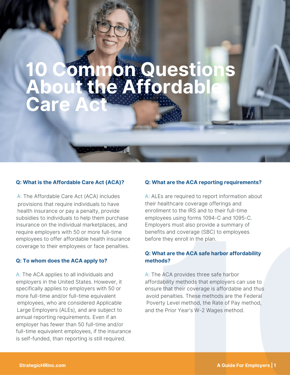 Ten most common questions about the Affordable Care Act (ACA)- page 1